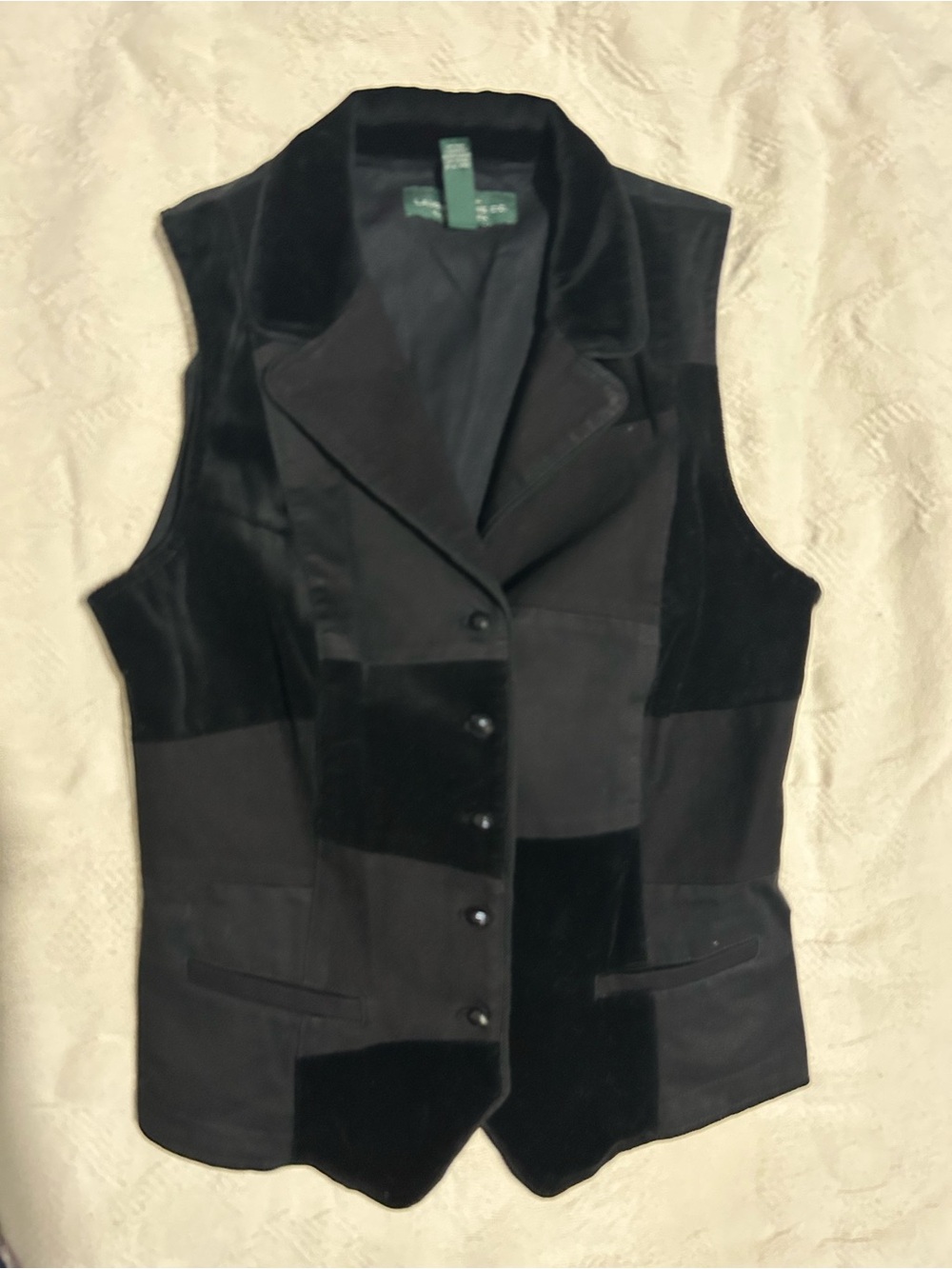 Vintage Ralph Lauren Black Velvet Panel Tailored Vest
